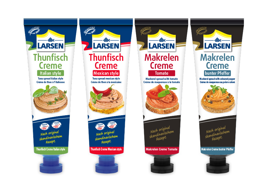 Larsen Seafood Fischcreme Verpackungsdesign